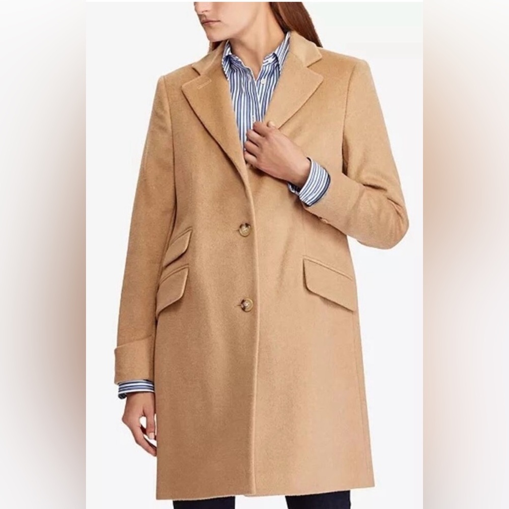 Lauren Ralph Lauren Walker Camel soft tan wool blend coat 6P 6 petite